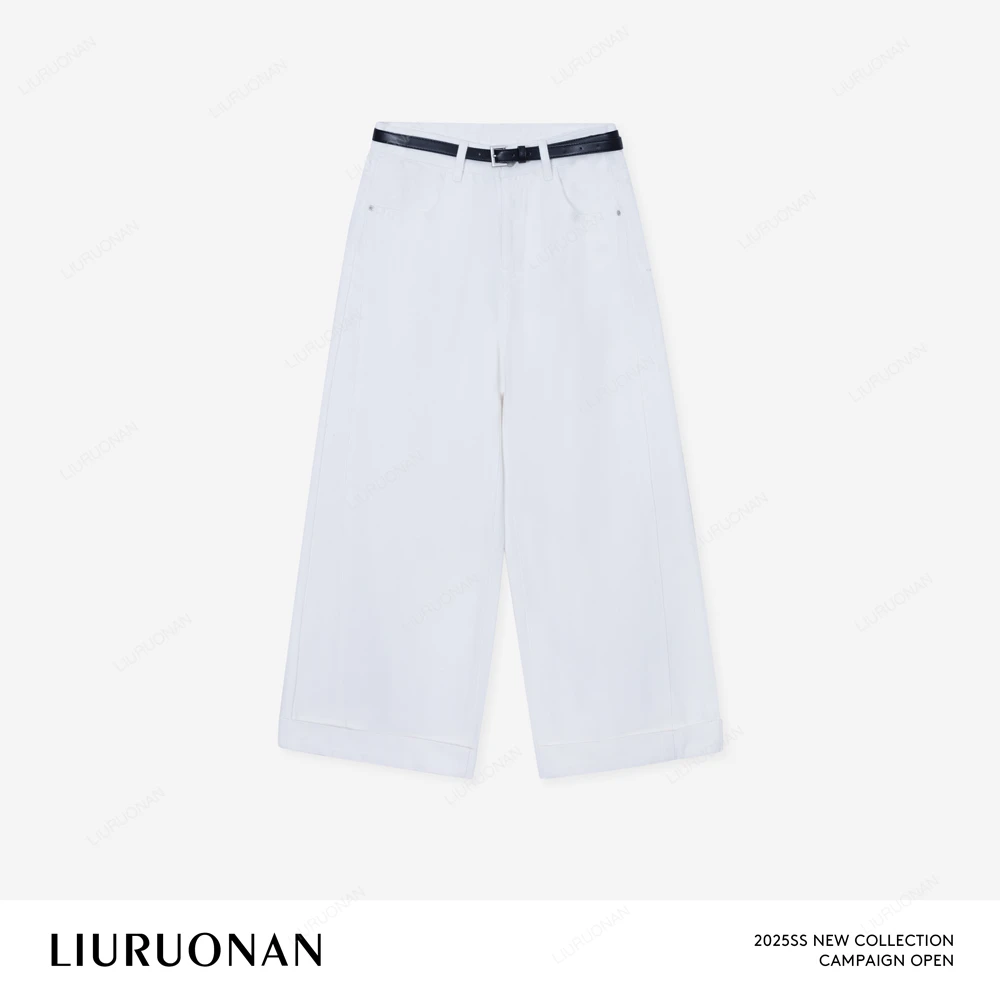 LIURUONAN 25SS 早春长九分阔腿牛仔裤宽松显瘦直筒裤子女新款