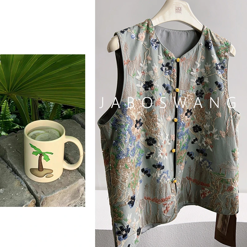 S832亭台重工马甲2025春季女装新款无袖坎肩背心外套