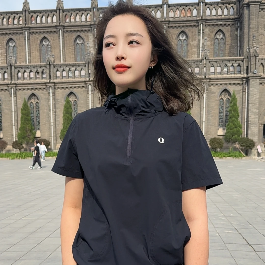 菲玛掂251677夏季新款连帽速干短袖T恤女款休闲薄款户外