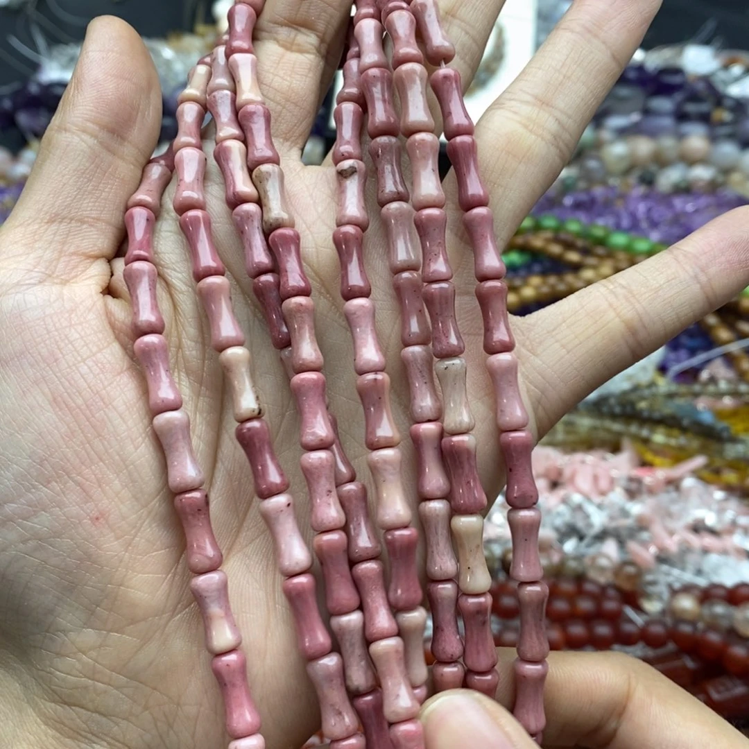 未镶嵌玛瑙/玉髓珠宝半成品一条天然5×12红木纹竹节