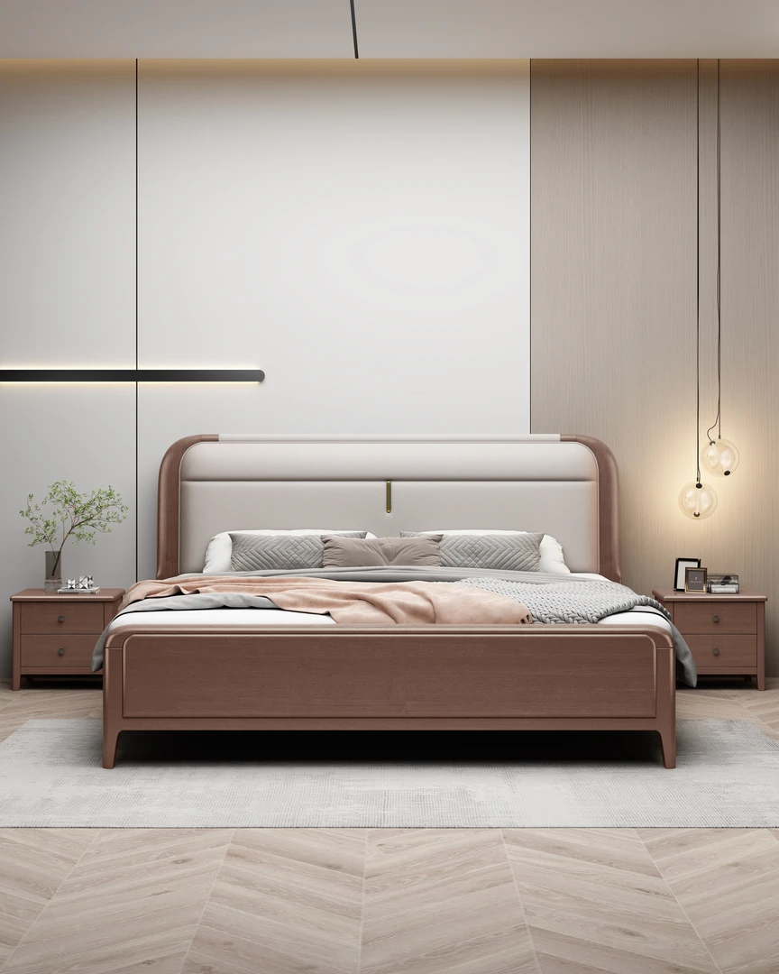 【客户专属改价勿乱拍】家用胡桃木简约现代简约实木床榫卯实木床