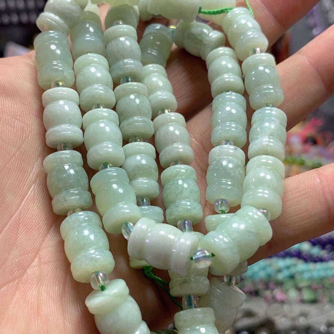 未镶嵌玛瑙/玉髓珠宝半成品天然岫玉回纹一条卡10mm