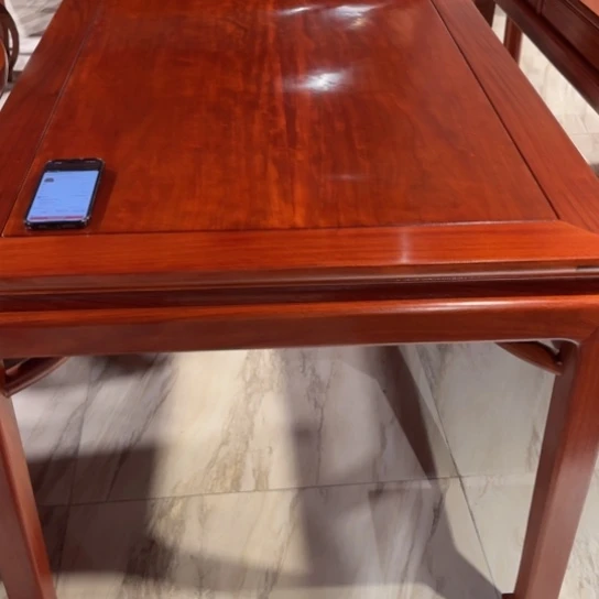 厚***朴端景台紫檀木类缅花长方桌余款