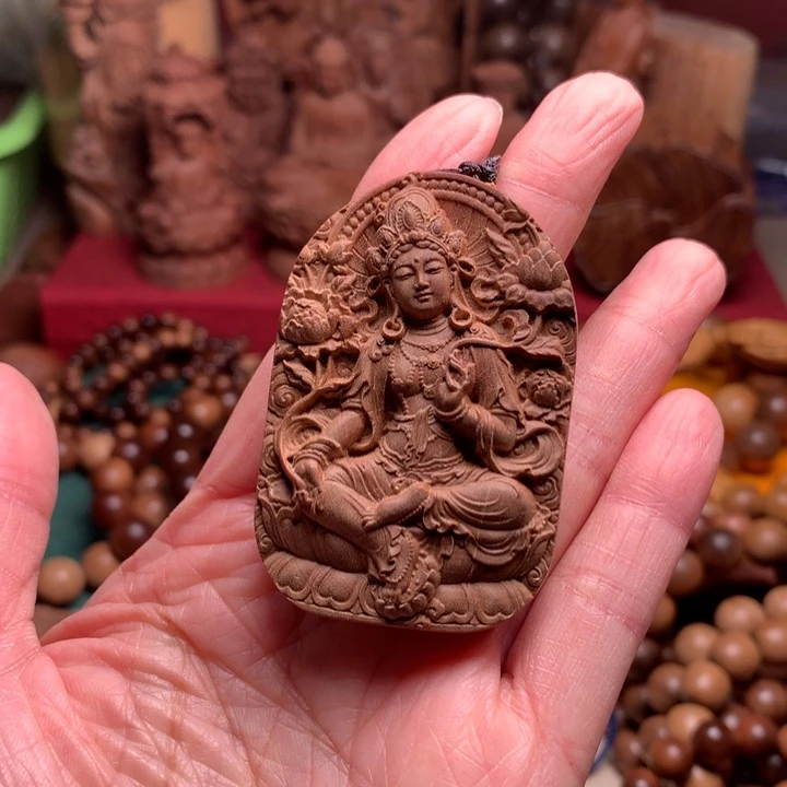 檀香木无事牌老山檀度母牌瑕疵