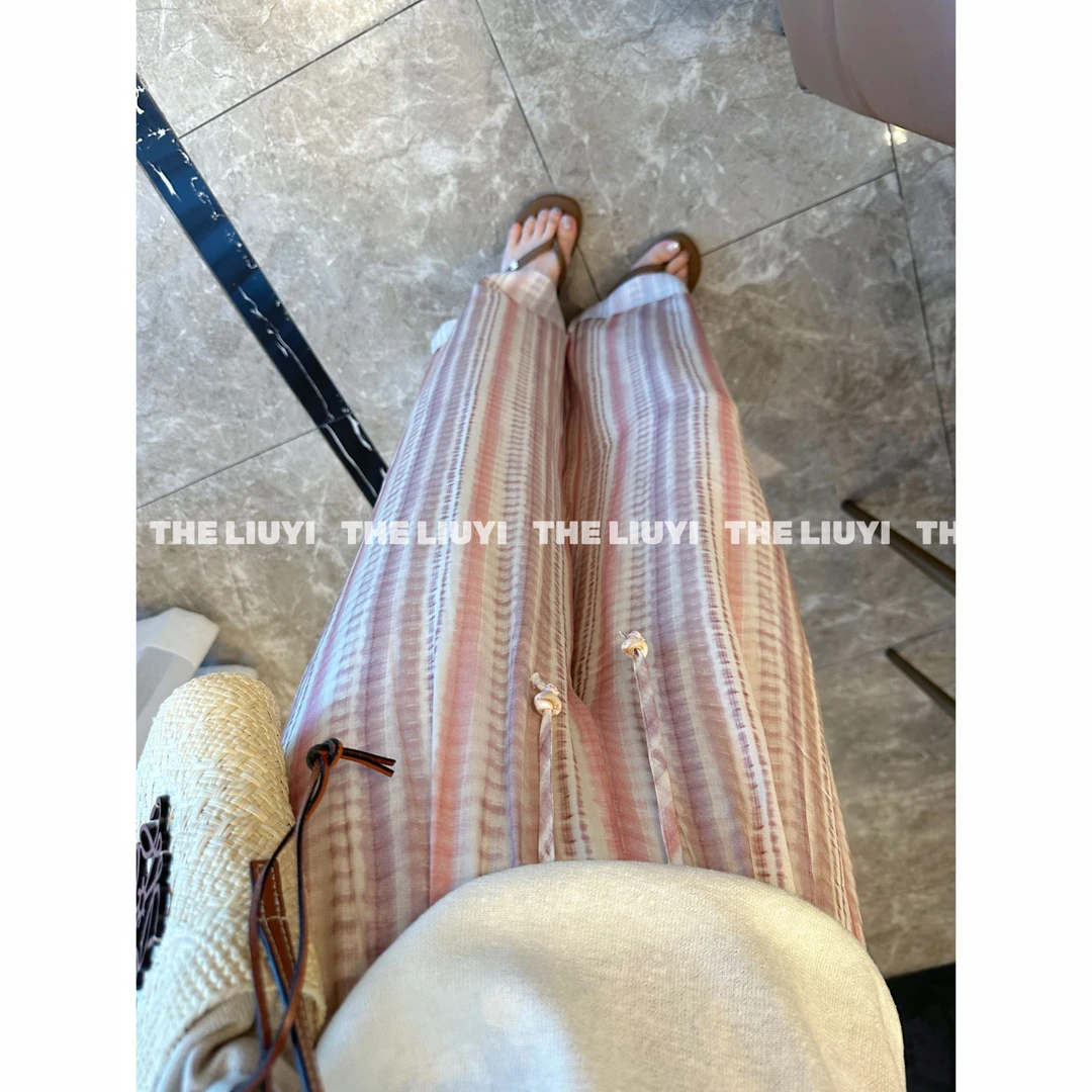 【LIUYI】珊瑚条纹裤~夏季高定人丝凉感舒适条纹裤57026