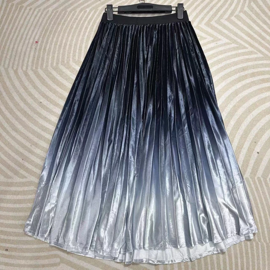 【芮娜依莲秋季新款大码女装】丝绒系列褶皱半身裙 9029-1