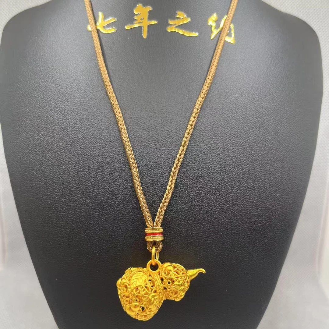 合金吊坠 合金吊坠编绳时尚精美镂空保色金色葫芦项链同款轻奢
