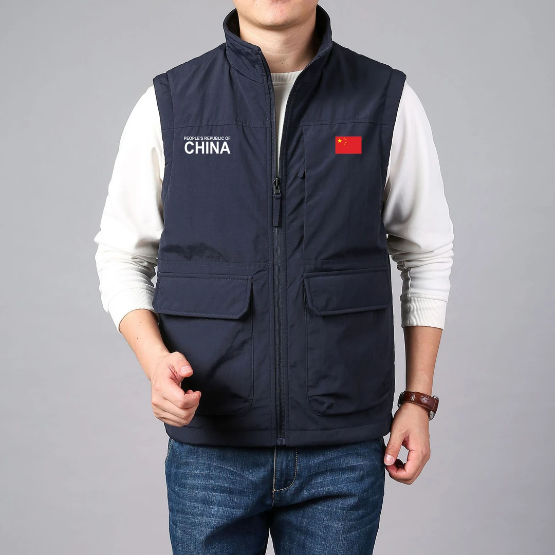 中国队双面穿马甲男士秋冬运动工装保暖背心户外百搭加绒无袖外套