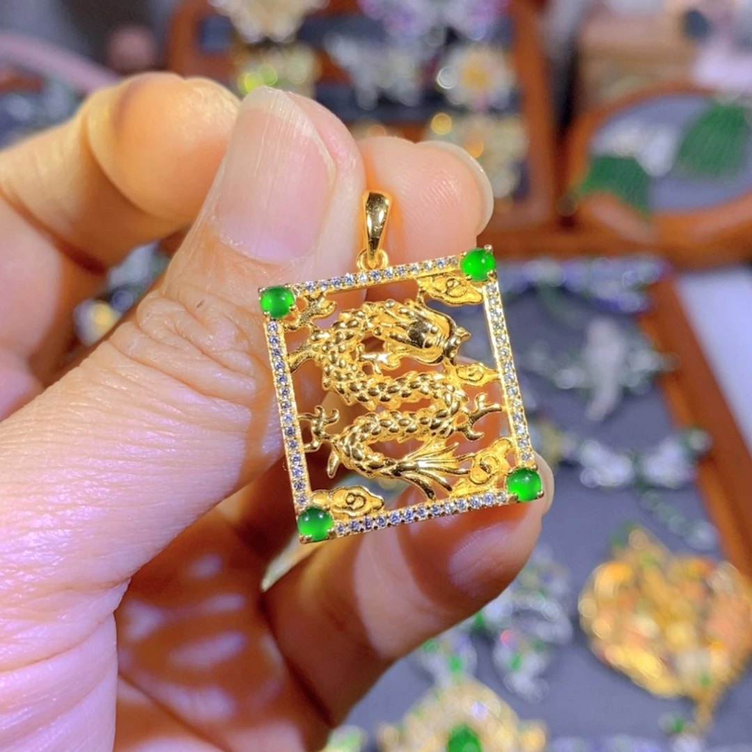 颈饰银S925镶嵌翡翠