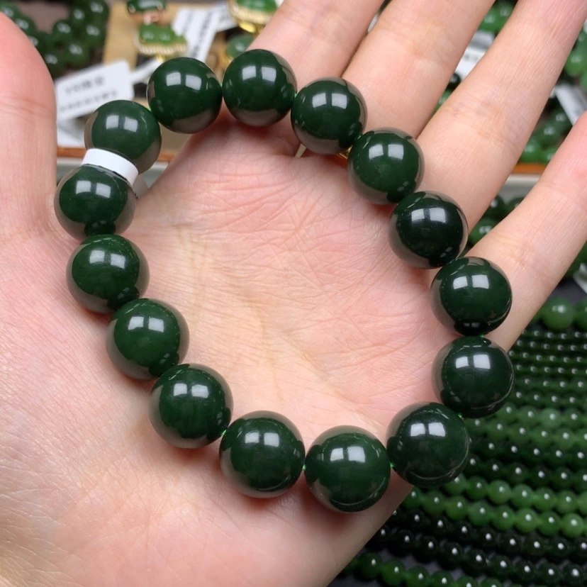 【闪购商品】手串未镶嵌和田玉（碧玉）浅*14m m