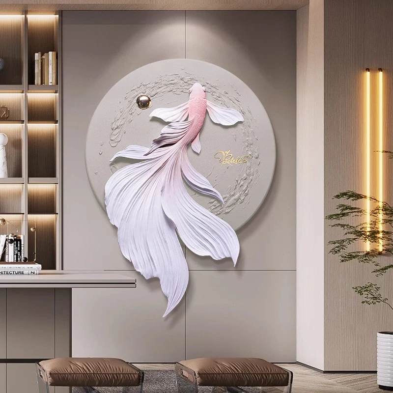 RELIFE/福雕家饰（悠然上游壁饰）3D立体浮雕带灯玄关柜墙面壁饰