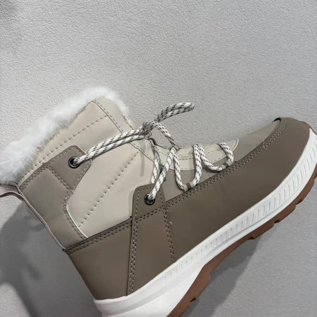 XZ5161 拼色毛绒绒加绒短靴雪地靴