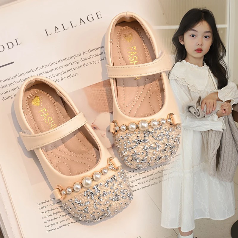 童鞋女童珍珠小皮鞋时尚小香风公主鞋2025春秋新款女宝宝软底单鞋