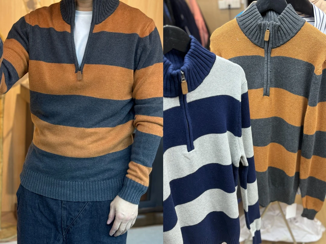 25833-条纹针织百搭休闲长袖毛衣（波哥试穿S码）