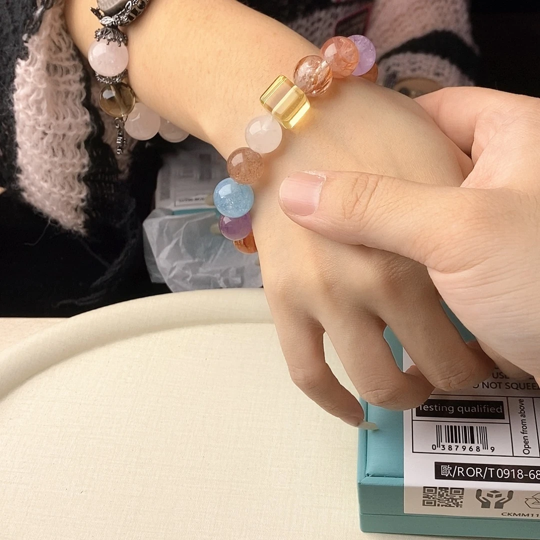 银S925镀金镶嵌手链水晶