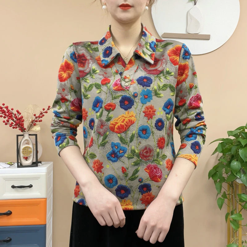 2025新款休闲风中老年女装时尚衬衣显瘦女士春装宽松衬衫小衫洋气