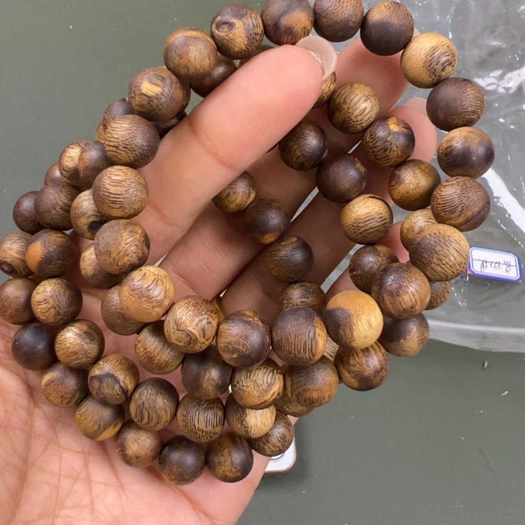 沉香手串虎斑棋卡1.0/7g单圈多样性发一