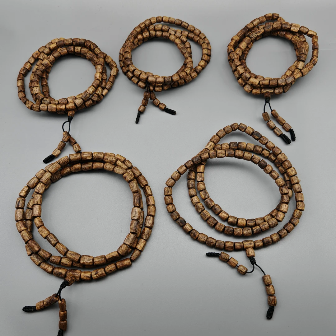 沉香（BQ016）尖峰岭黄油格乌身虫漏沉香随型多圈手串多样性发一