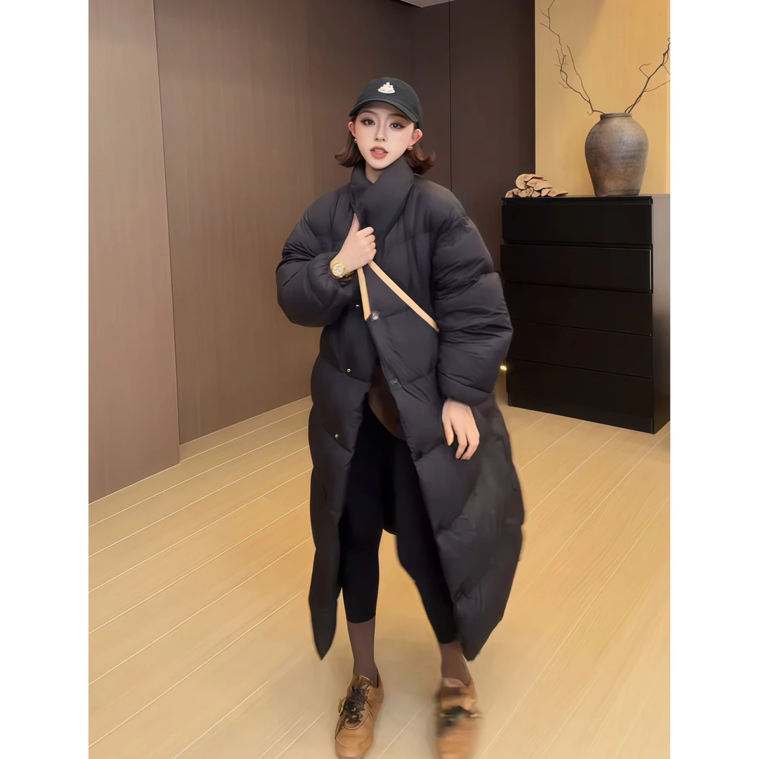 【娇娇私服定制】新款时尚洋气百搭女装宽松长款泡芙羽绒服外套8617
