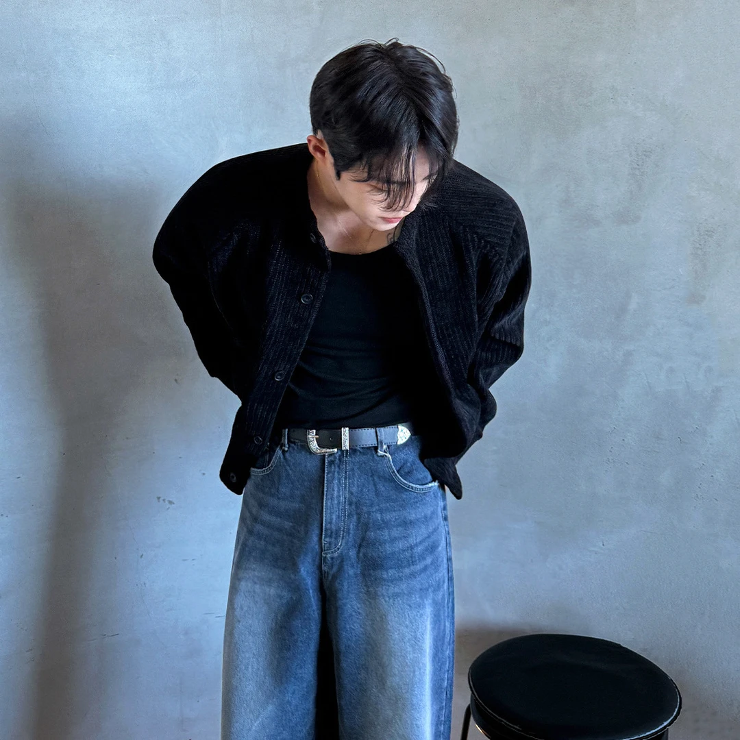 灯芯绒短款立领夹克男秋季cleanfit外套韩系慵懒风宽松上衣