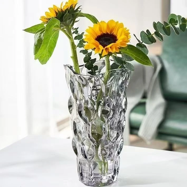 波西米亚小号玻璃花瓶摆件客厅桌面款养鲜花大口装饰插花器