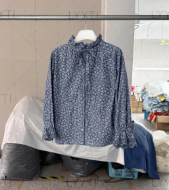 （花瓣款）色织涂料印花上衣