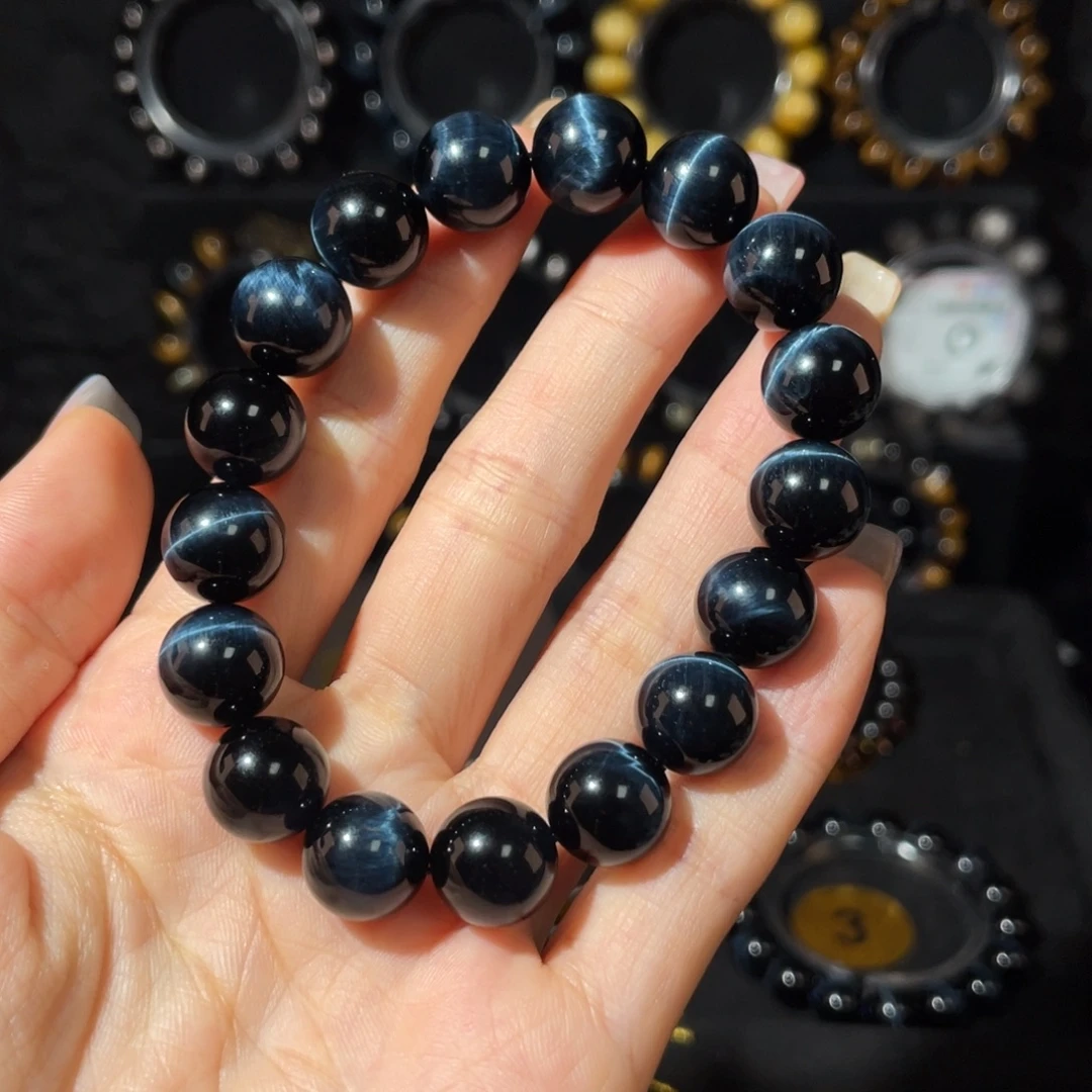 ****！木变石未镶嵌手链12mm9A蓝虎眼