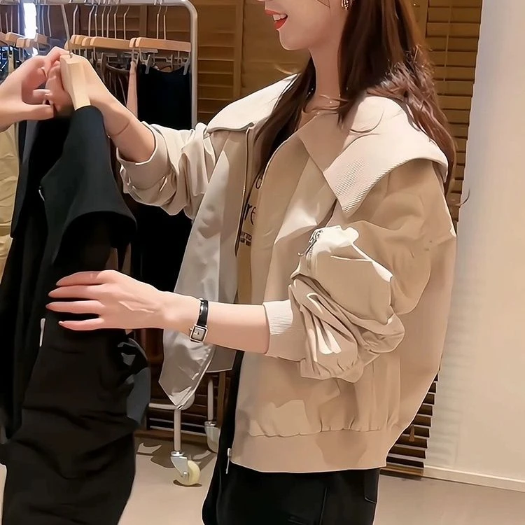 设计感小众海军领短外套女2025秋季新款韩版休闲时尚
