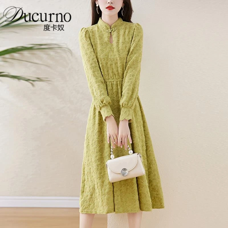 复古盘扣改良旗袍连衣裙女2025年秋季新款民族风新中式初秋裙子潮