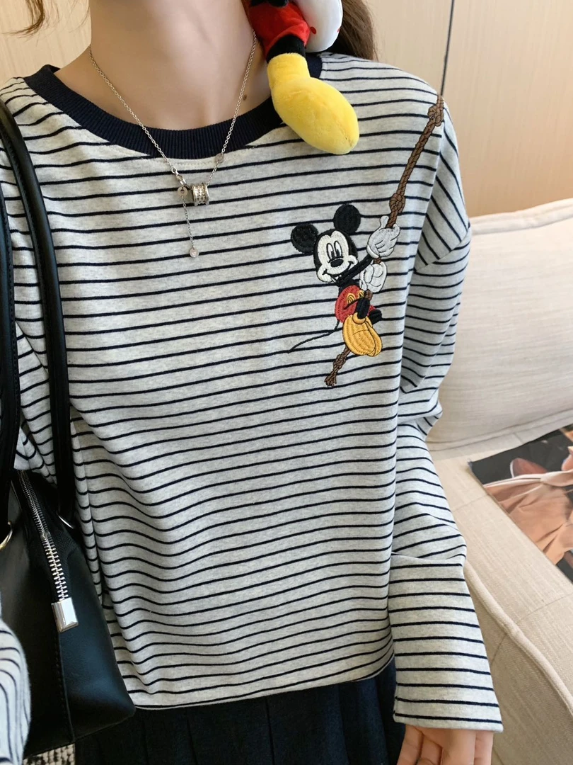 大七穿搭-（百搭条纹）韩国单 牵绳奇奇发圈长袖G174-5675