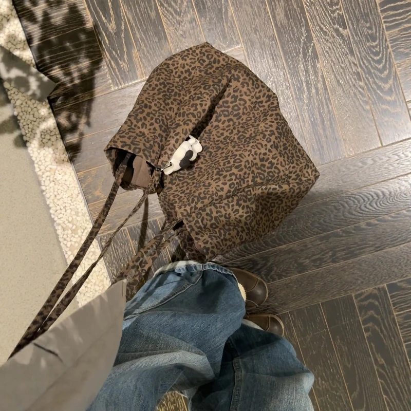 复古慵懒豹纹包包大容量秋冬西装大衣百搭时尚托特包收纳单肩包