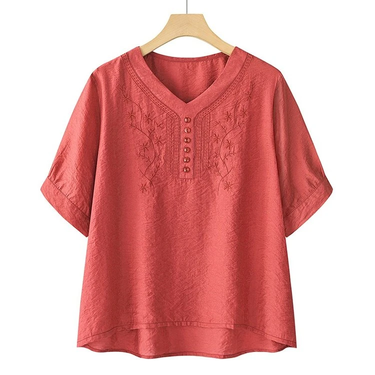 中老年女装气质洋大码气时尚夏季中年绣花减龄修身百搭妈妈装