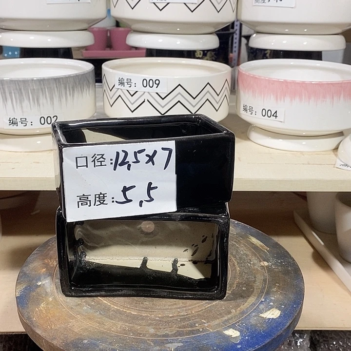 陶瓷微瑕花盆-009-2个黑色