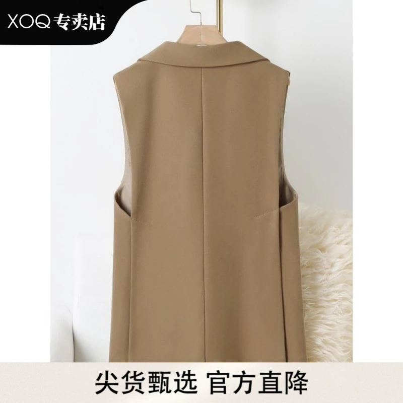 XOQ西装马甲女2025新款春秋韩版中长款側开叉西服马夹外穿背心女