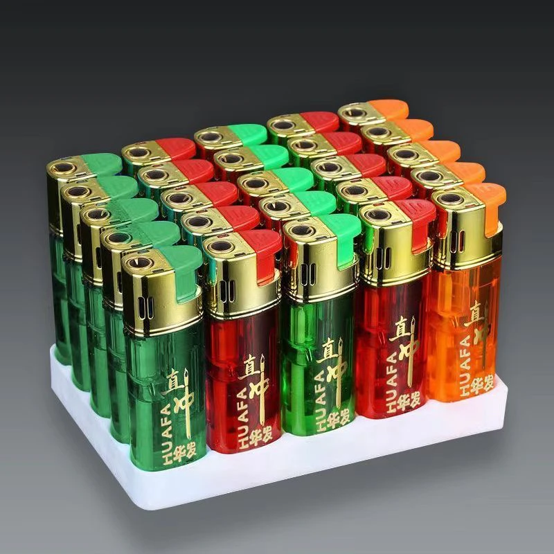 【特价抢】2025防爆加厚大容量防风打火机充气塑料透明直冲打火机