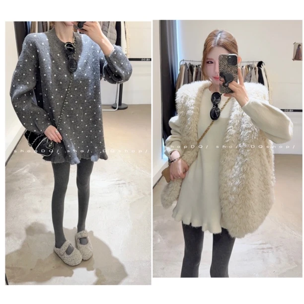 【 甜欲交织】 加厚下摆花边韩系针织上衣