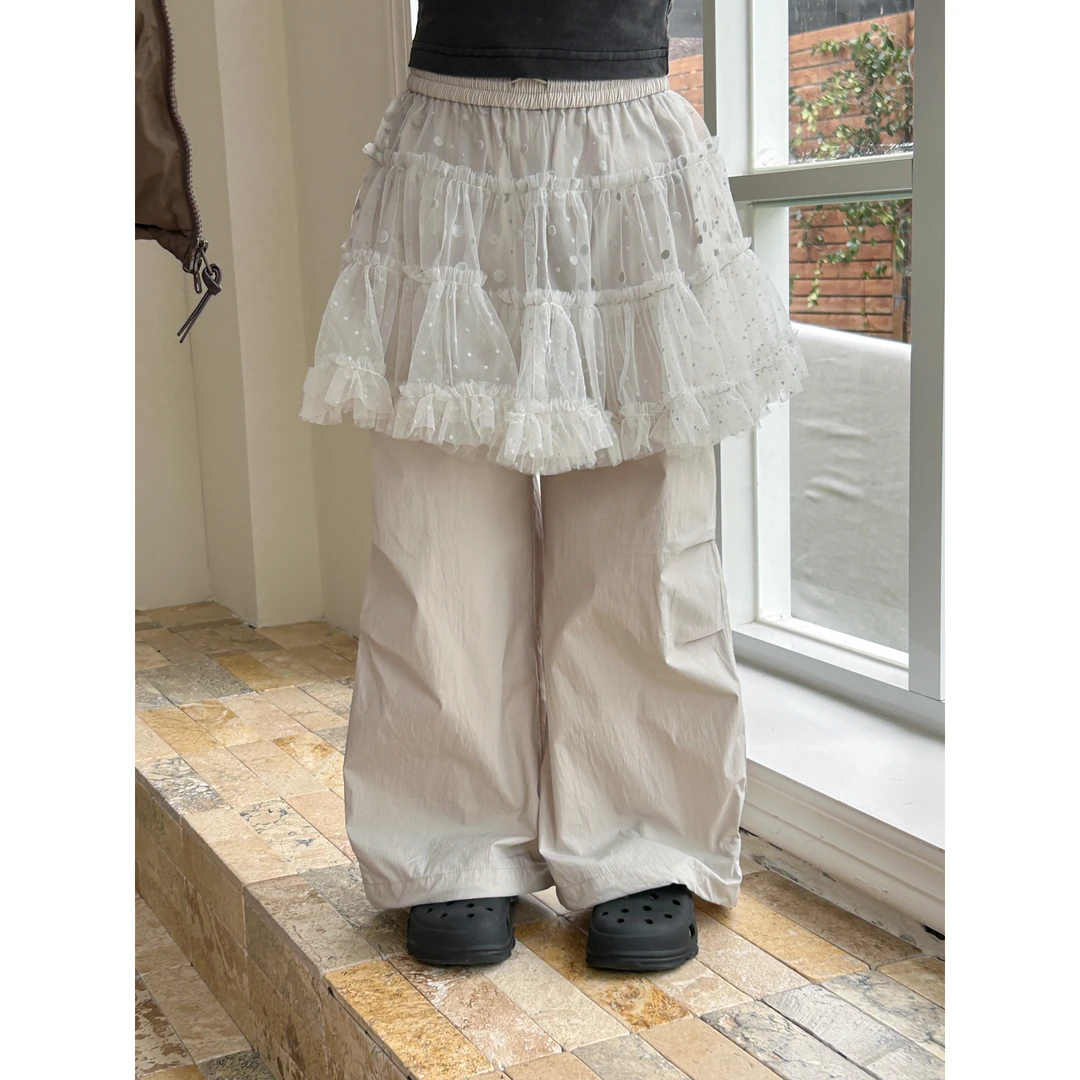 57177春夏新款女童中小童时尚洋气网纱屁帘休闲裤儿童可爱裙裤