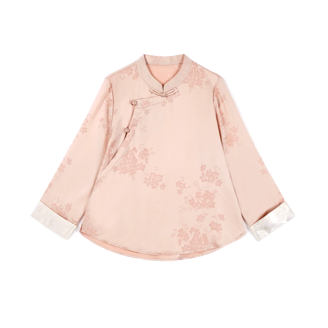 （温婉）2025新中式粉色改良中式茶服春夏季女装宽松上衣FB2502197