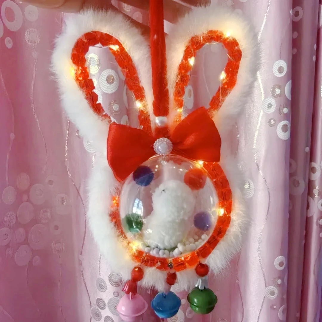 手工成品兔子花灯发光玩具新年元宵古风手提花灯