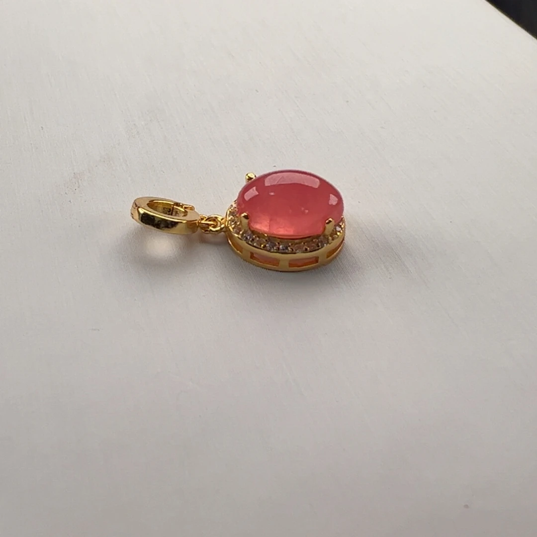 菱锰矿（红纹石）银S925镶嵌吊坠(不含链)