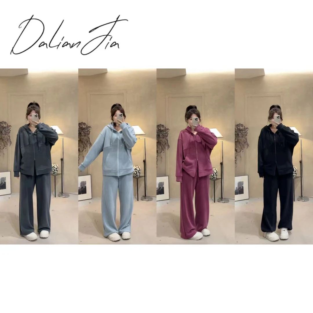 【无敌温存】休闲连帽卫衣阔腿裤套装时尚长袖裤脚可调节