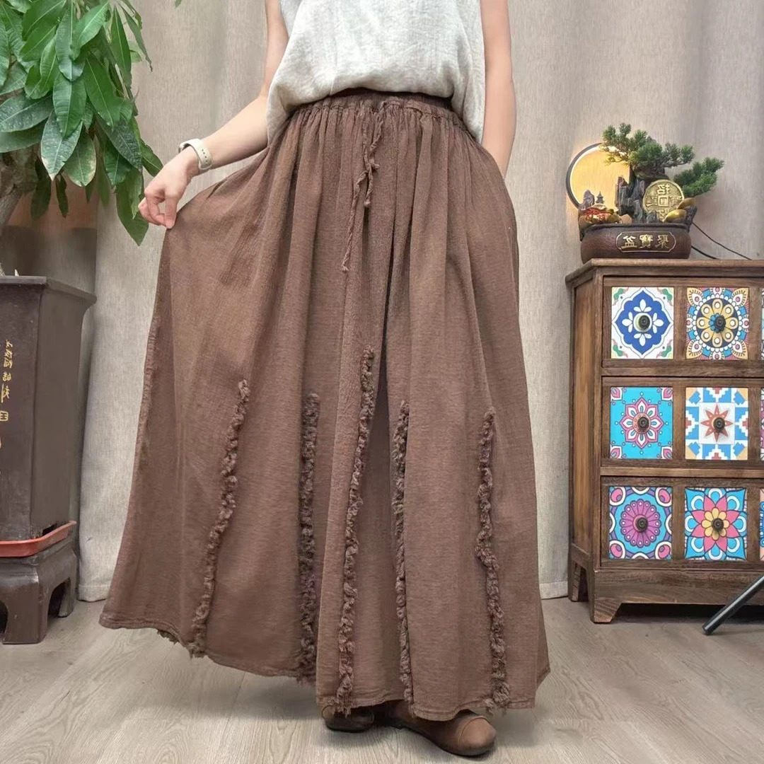 花璟原创设计炒色做旧手工拉毛设计半身裙（衣长90腰围65-110）