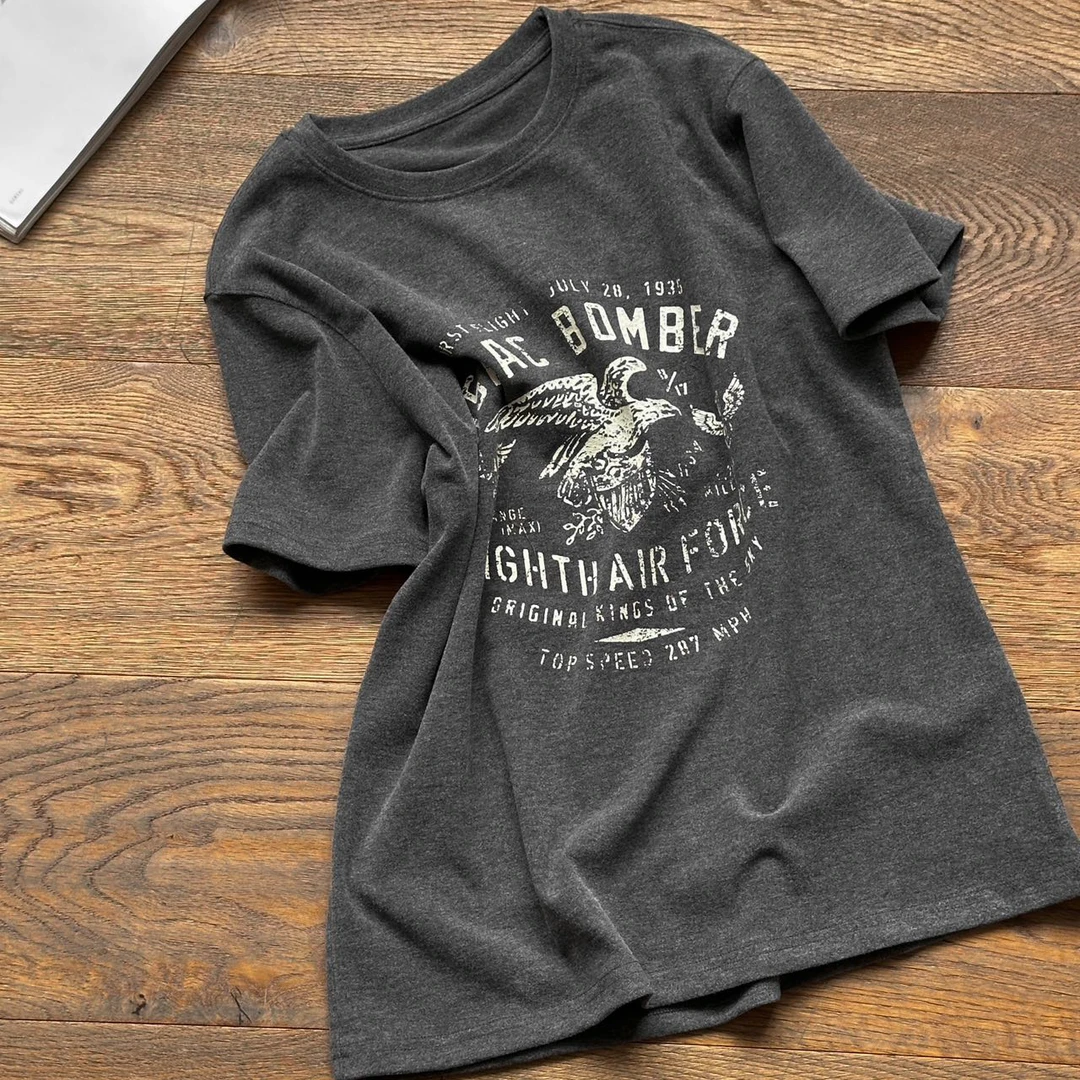 新款老鹰字母印花磨毛短袖T恤MA5SYDZ0206