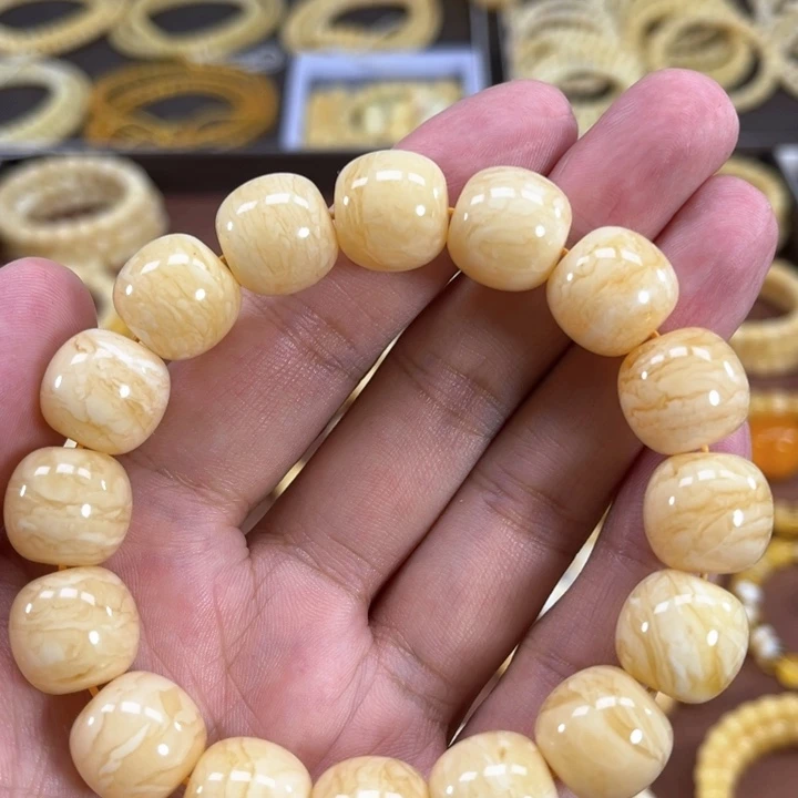 未镶嵌蜜蜡手串纯天然俄料同料白蜡金纹高桩虎皮千层
