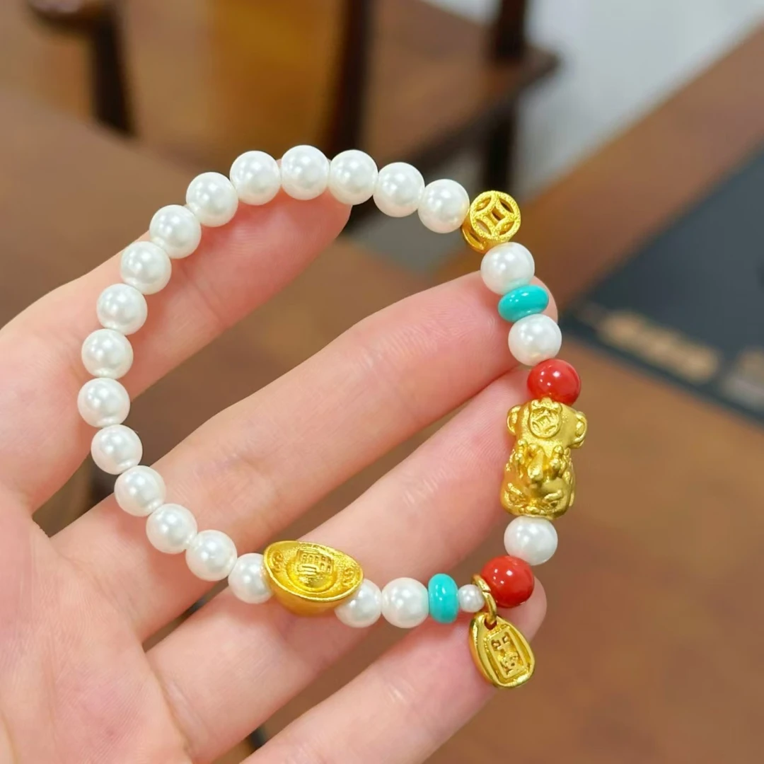 【清货专属链接】SL2682 元宝貔貅宝宝白珠手链