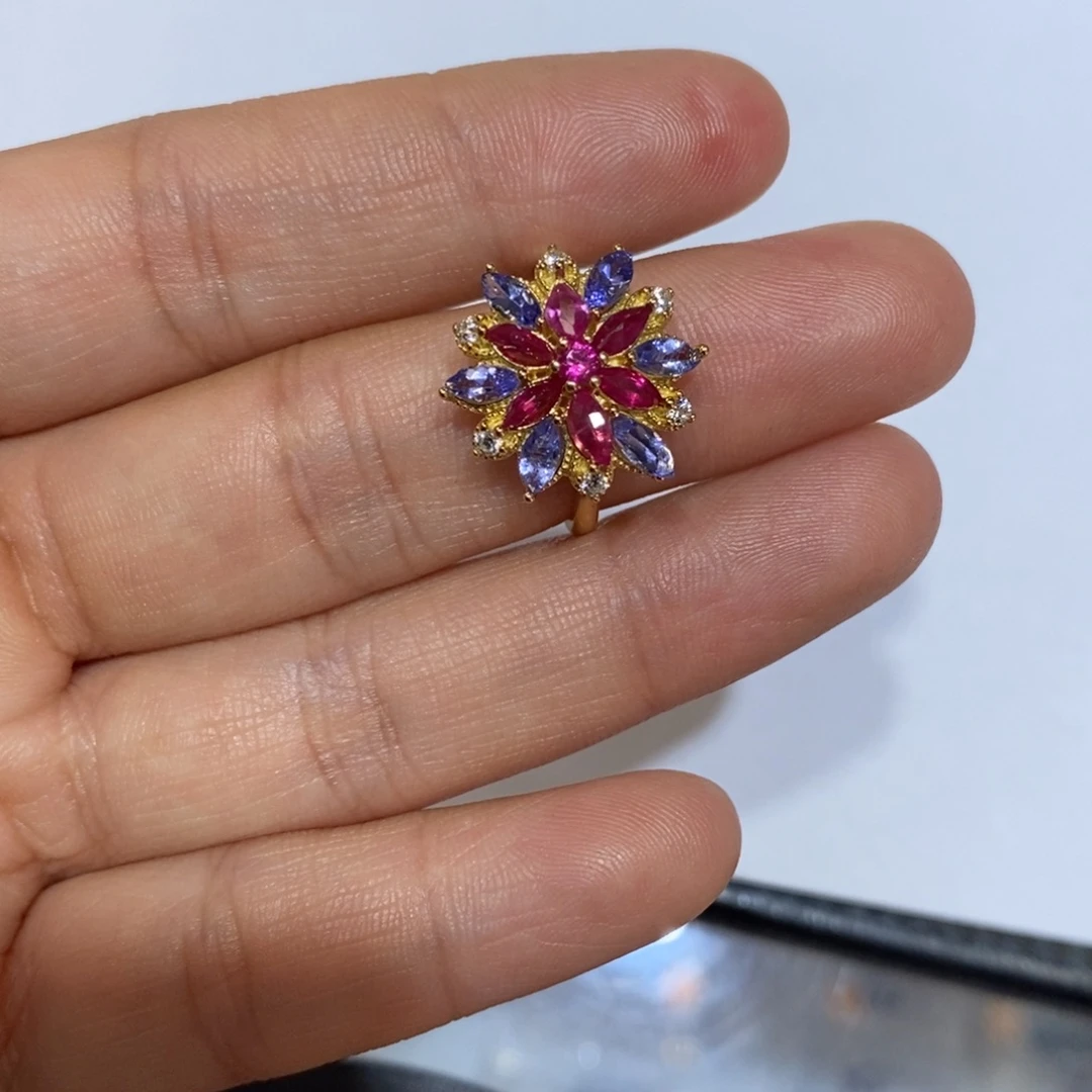 坦桑石戒指银S925镶嵌爱***秋