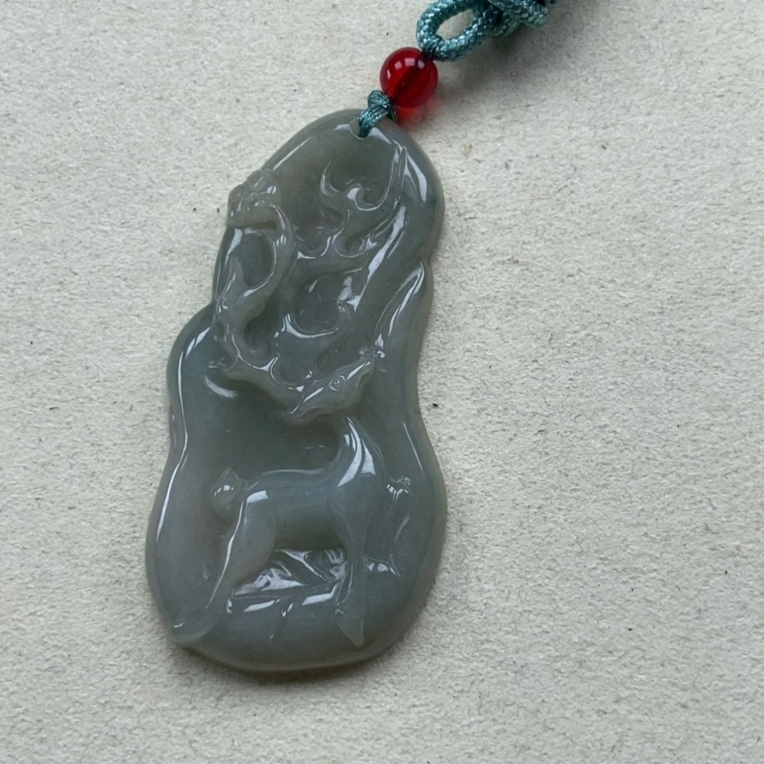 翡翠未镶嵌颈饰福禄牌