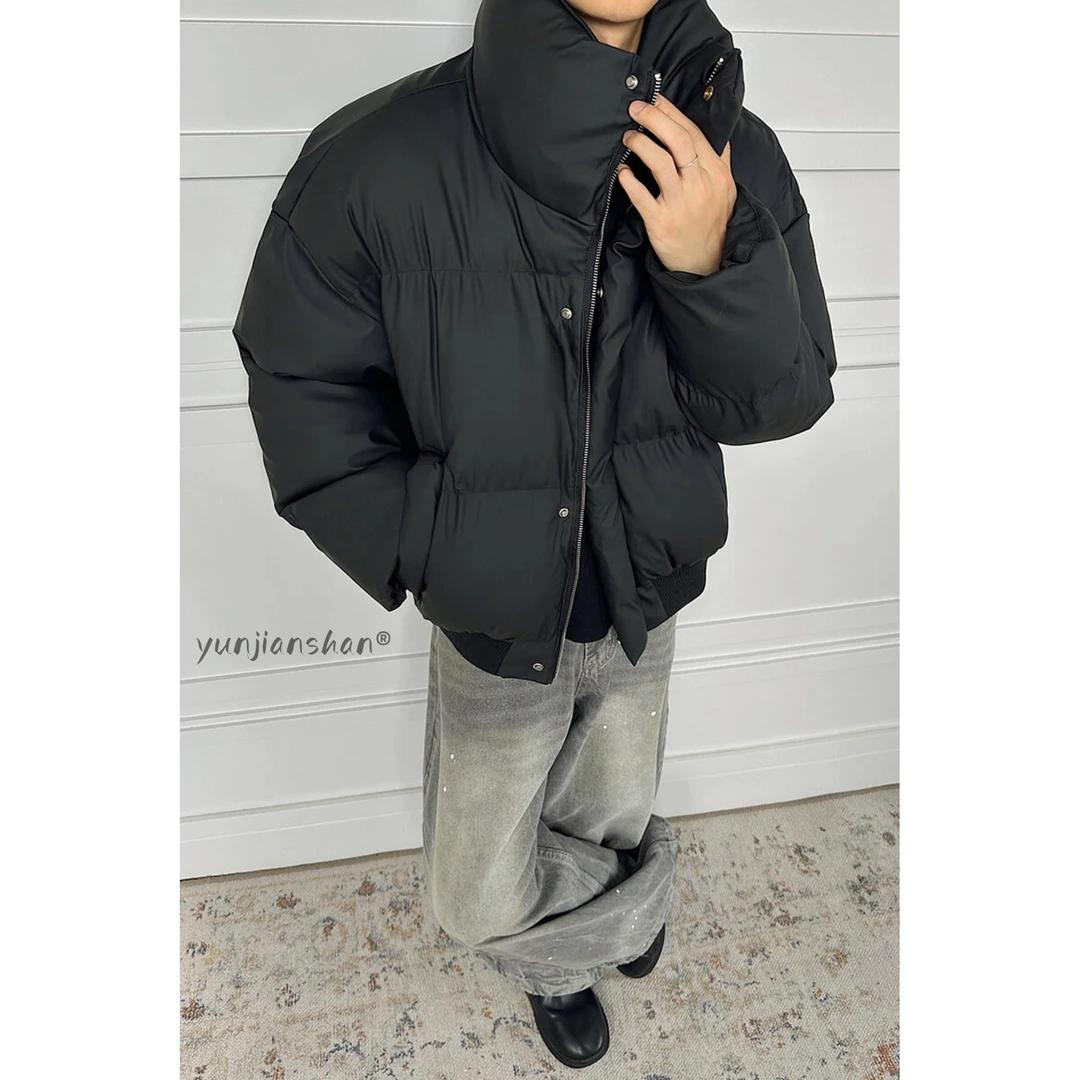 pu皮棉服男冬季cleanfit高街潮牌痞帅棉袄短款宽松面包服棉衣外套