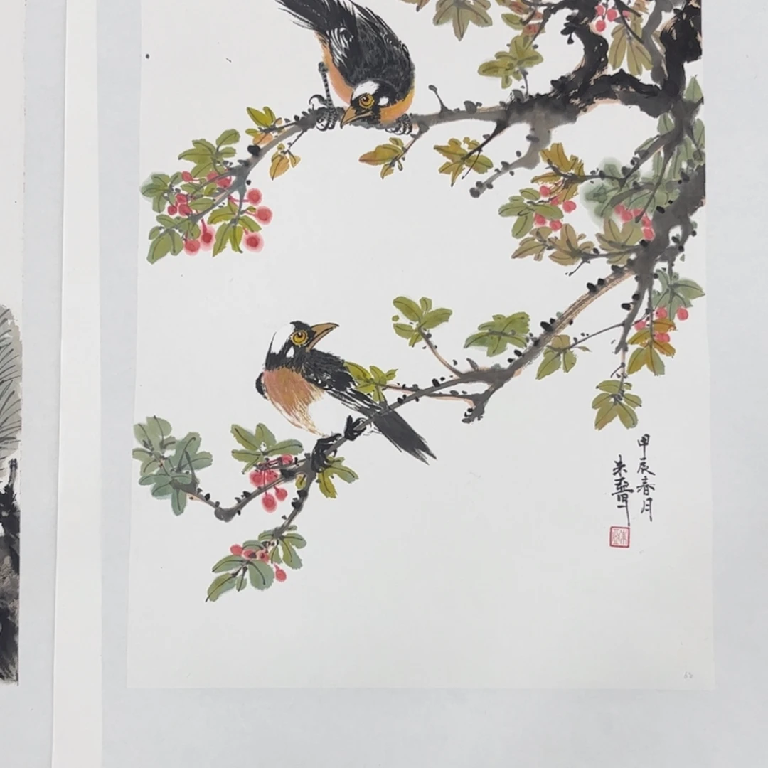 天****国画四尺三开花鸟m
