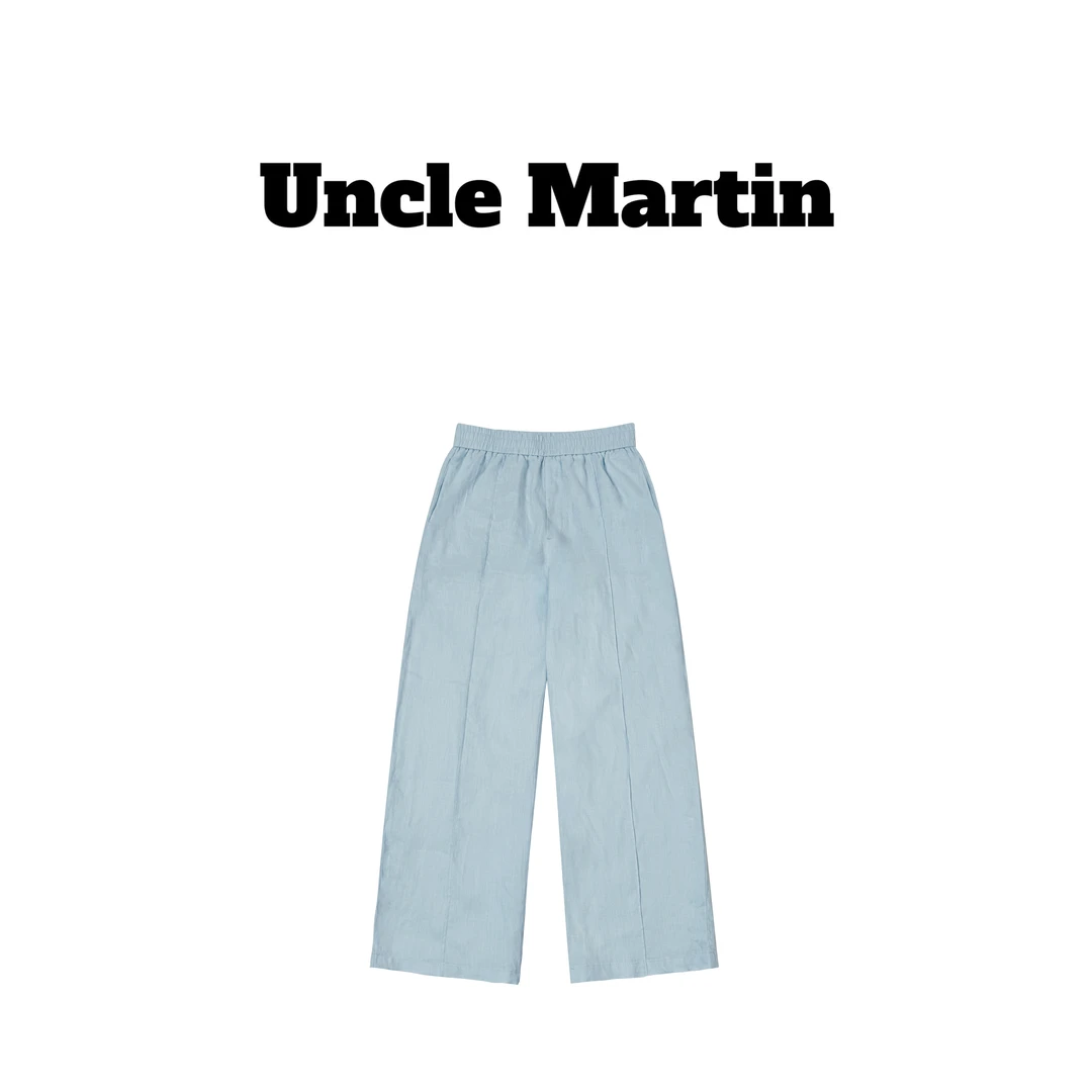 马丁叔叔 25夏季新款老钱时尚流行百搭100亚麻裤414